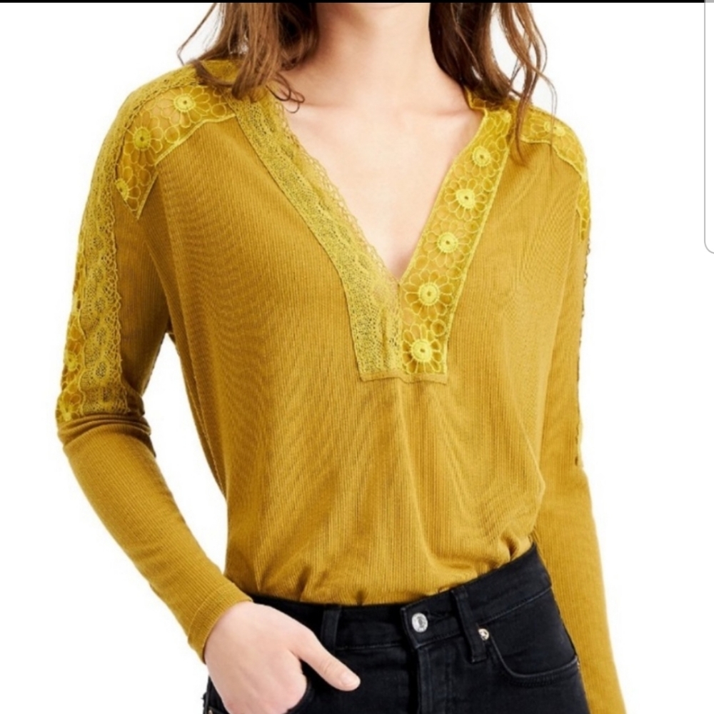 FREE PEOPLE LOLA LONG SLEEVE LACE TOP ALCHEMY MOSS